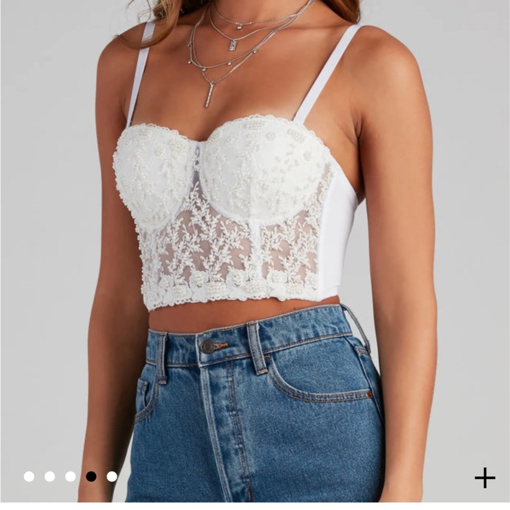 Windsor White Embellished Sleeveless Bodysuit